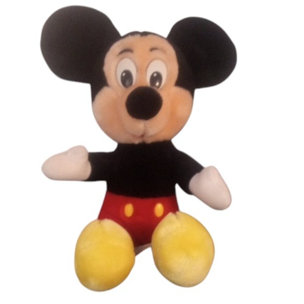Mickey Mouse Plush Toy - Black, Red, Yellow Vintage